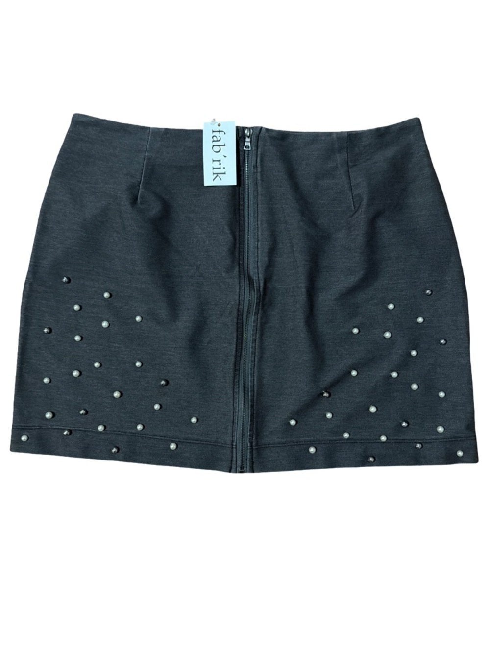 fab'rik Gray A-Line Mini Skirt Pearl Stud Embellishments